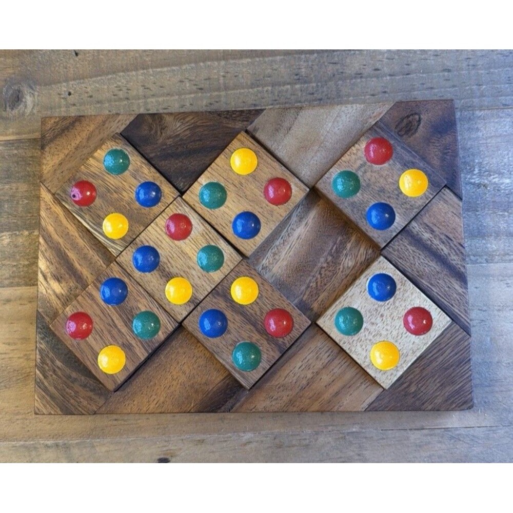 Vintage BROOKSTONE Wood COLOR MATCH Puzzle 8.5” x 5.75”